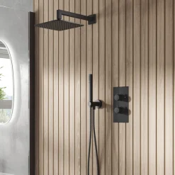 Core Shower Package with 2 Outlet Valve, Fixed Wall Mounted Square Shower Head & Shower Wall Kit