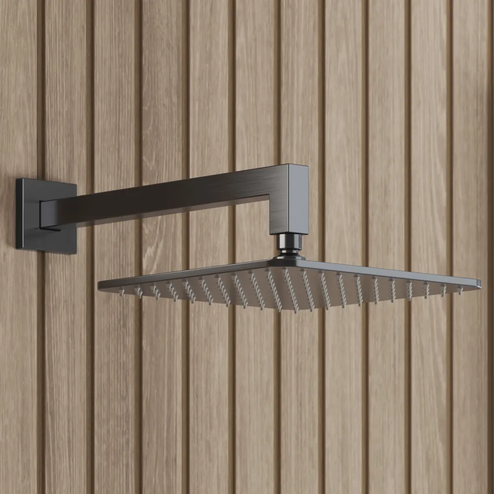 Core Shower Package with 2 Outlet Valve, Fixed Wall Mounted Square Shower Head & Shower Wall Kit