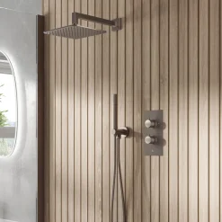 Core Shower Package with 2 Outlet Valve, Fixed Wall Mounted Square Shower Head & Shower Wall Kit