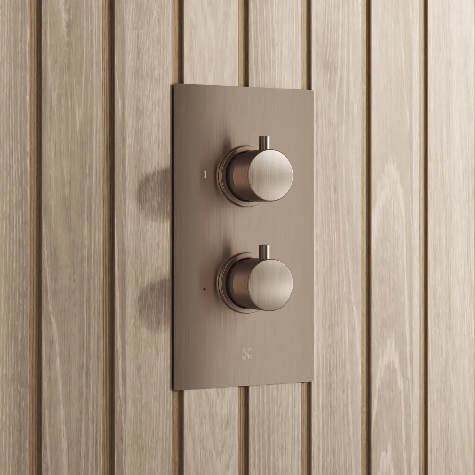 Core Shower Package with 2 Outlet Valve, Fixed Wall Mounted Square Shower Head & Shower Wall Kit