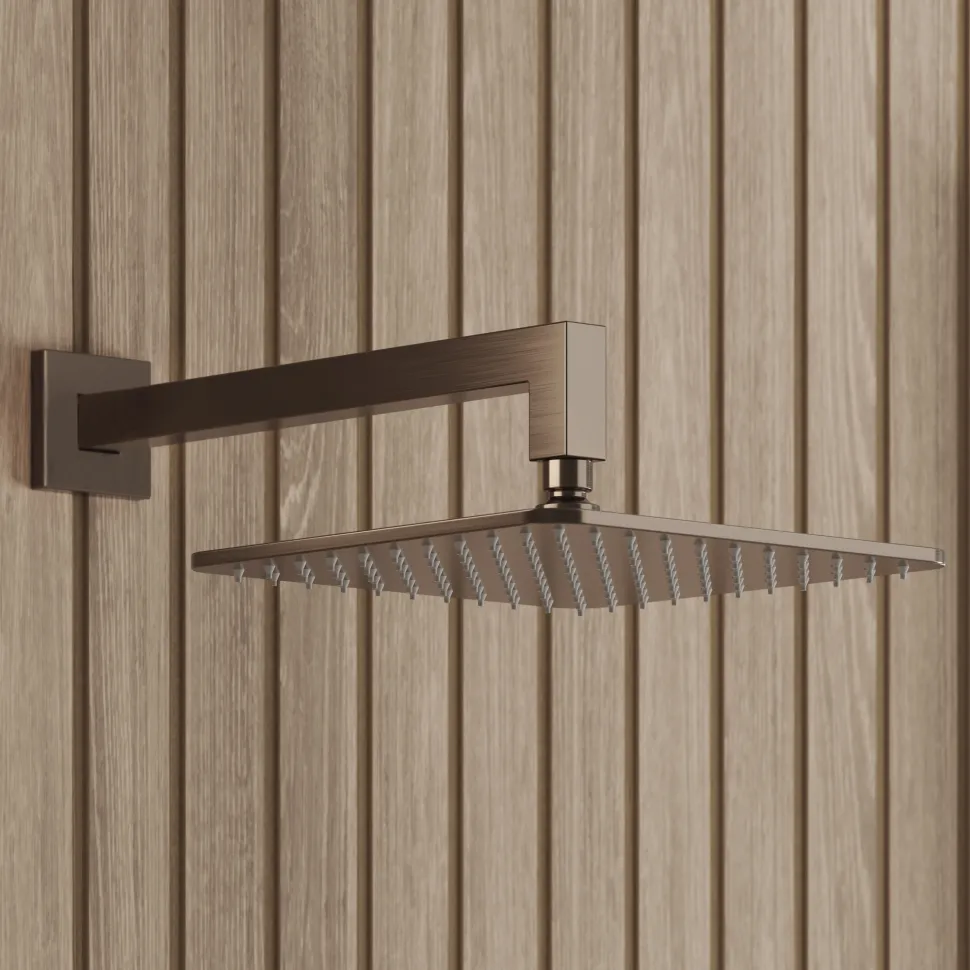 Core Shower Package with 2 Outlet Valve, Fixed Wall Mounted Square Shower Head & Shower Wall Kit
