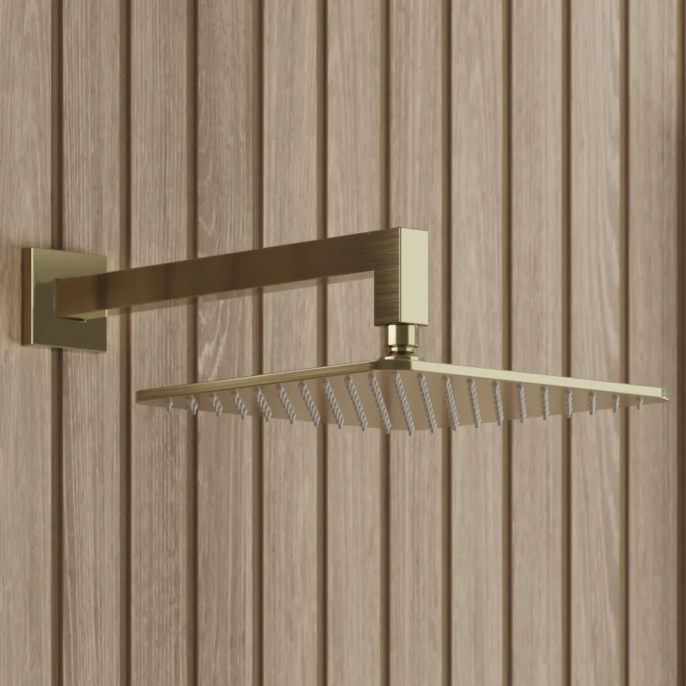 Core Shower Package with 2 Outlet Valve, Fixed Wall Mounted Square Shower Head & Shower Wall Kit