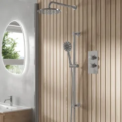 Core Shower Package with 2 Outlet Concealed Valve, Shower Head & Fluted Handset Slide Rail Kit