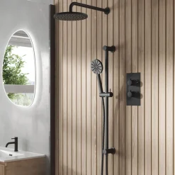 Core Shower Package with 2 Outlet Concealed Valve, Shower Head & Fluted Handset Slide Rail Kit