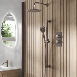 Core Shower Package with 2 Outlet Concealed Valve, Shower Head & Fluted Handset Slide Rail Kit