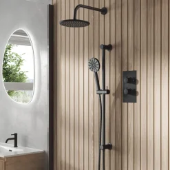 Core Shower Package with 2 Outlet Concealed Valve, Shower Head & Fluted Handset Slide Rail Kit