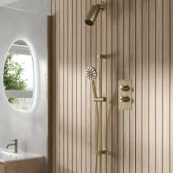 Core Shower Package with 2 Outlet Concealed Valve with Wall Mounted Fluted Spotlight Shower Head & Fluted Handset Slide Rail Kit