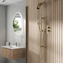 Core Shower Package with 2 Outlet Concealed Valve with Wall Mounted Fluted Spotlight Shower Head & Fluted Handset Slide Rail Kit