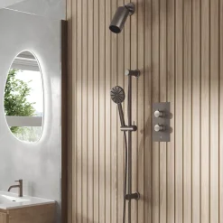 Core Shower Package with 2 Outlet Concealed Valve with Wall Mounted Fluted Spotlight Shower Head & Fluted Handset Slide Rail Kit