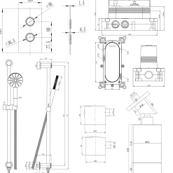 Core Shower Package with 2 Outlet Concealed Valve with Wall Mounted Fluted Spotlight Shower Head & Fluted Handset Slide Rail Kit