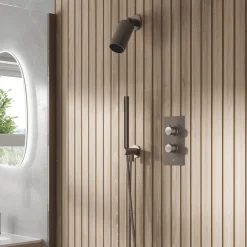 Core Shower Package with 2 Outlet Concealed Valve with Wall Mounted Fluted Spotlight Shower Head & Shower Wall Kit