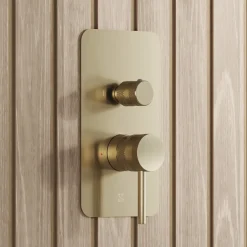 Core Shower Package with 2 Outlet Manual Valve, Fixed Wall Mounted Shower Head & Fluted Handset Slide Rail Kit