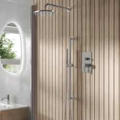 Core Shower Package with 2 Outlet Manual Valve, Fixed Wall Mounted Shower Head & Microphone Handset Slide Rail Kit