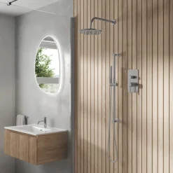 Core Shower Package with 2 Outlet Manual Valve, Fixed Wall Mounted Shower Head & Microphone Handset Slide Rail Kit