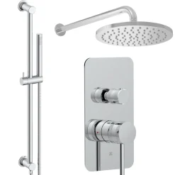 Core Shower Package with 2 Outlet Manual Valve, Fixed Wall Mounted Shower Head & Microphone Handset Slide Rail Kit
