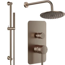 Core Shower Package with 2 Outlet Manual Valve, Fixed Wall Mounted Shower Head & Microphone Handset Slide Rail Kit