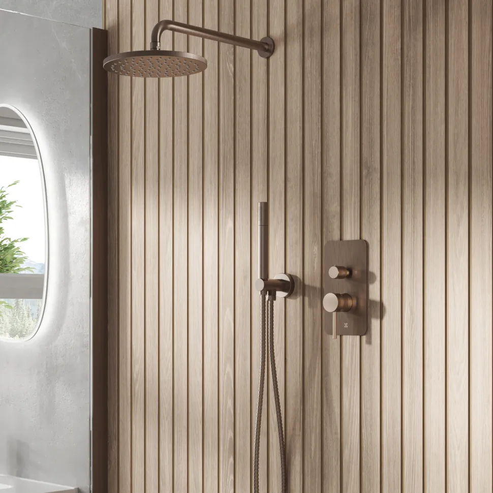 Core Shower Package with 2 Outlet Manual Valve, Fixed Wall Mounted Shower Head & Shower Kit