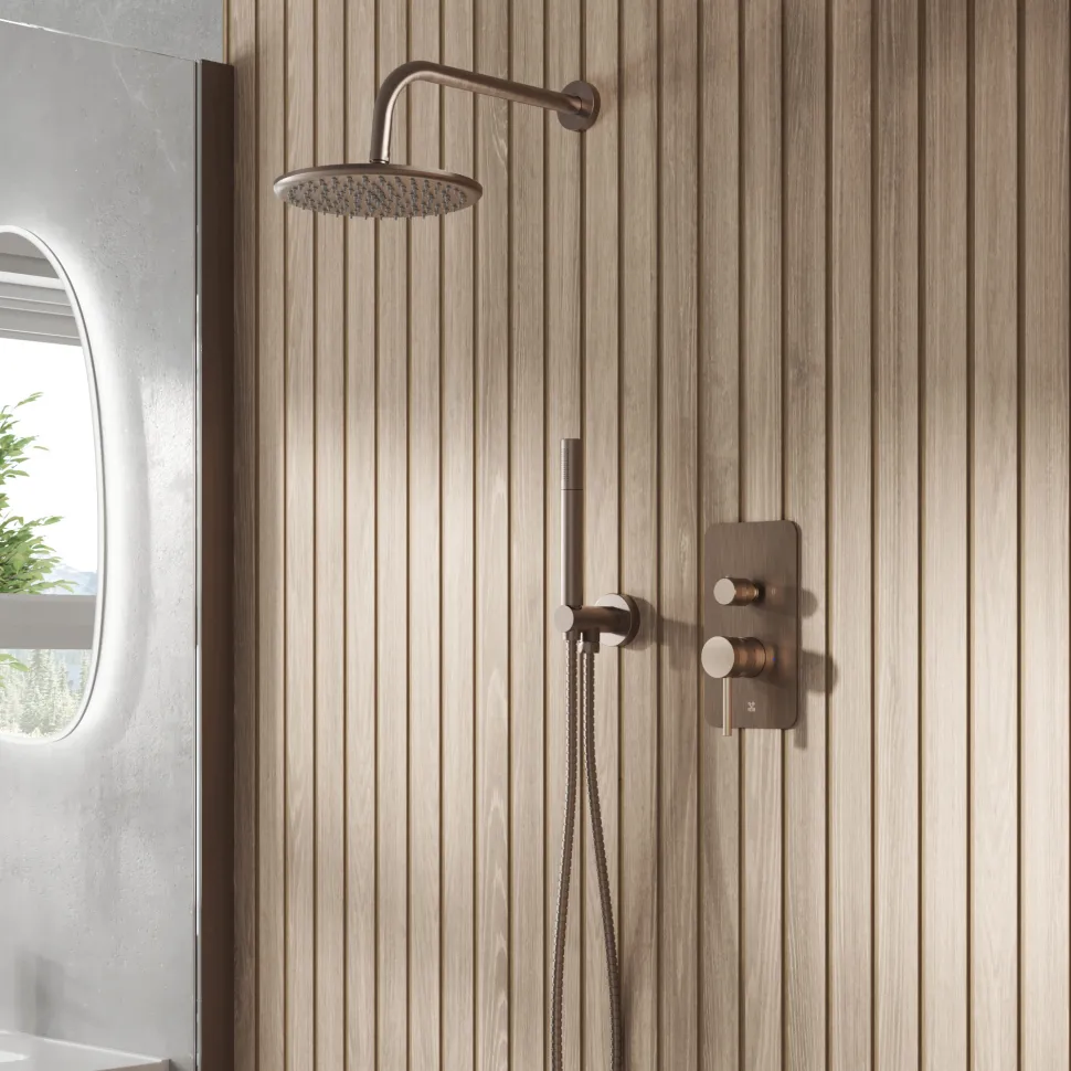 Core Shower Package with 2 Outlet Manual Valve, Fixed Wall Mounted Shower Head & Shower Kit