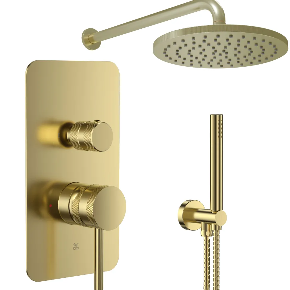 Core Shower Package with 2 Outlet Manual Valve, Fixed Wall Mounted Shower Head & Shower Kit