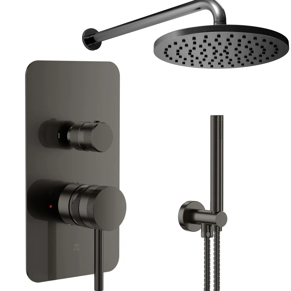Core Shower Package with 2 Outlet Manual Valve, Fixed Wall Mounted Shower Head & Shower Kit