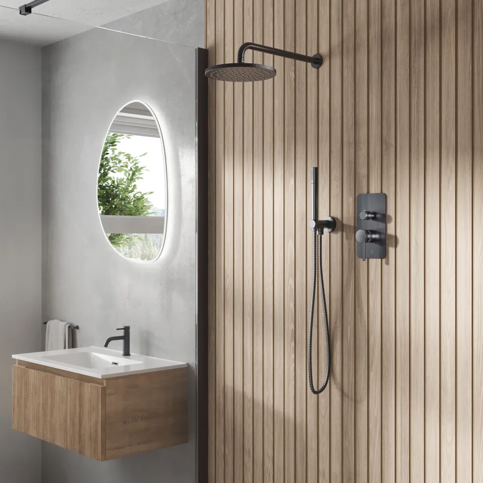 Core Shower Package with 2 Outlet Manual Valve, Fixed Wall Mounted Shower Head & Shower Kit