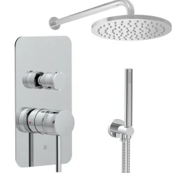 Core Shower Package with 2 Outlet Manual Valve, Fixed Wall Mounted Shower Head & Shower Kit