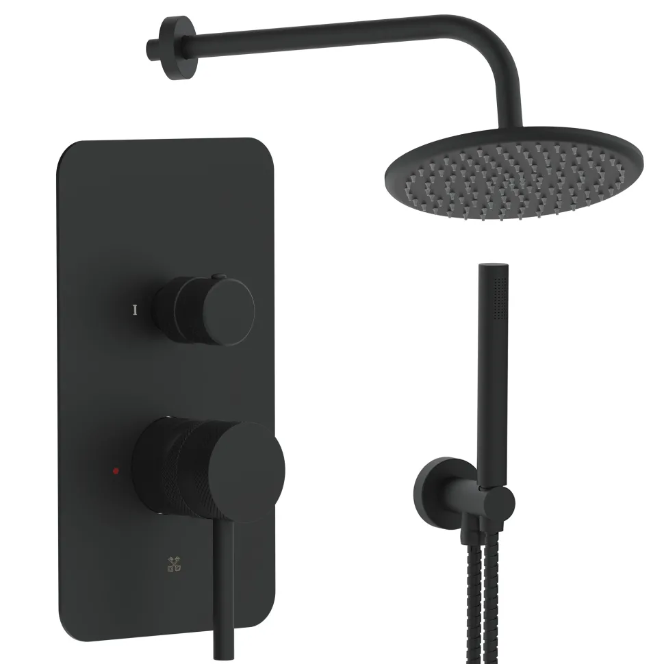 Core Shower Package with 2 Outlet Manual Valve, Fixed Wall Mounted Shower Head & Shower Kit