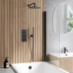 Core Shower Package with 3 Outlet Valve, Fixed Shower Head, Kit & Overflow Bath Filler