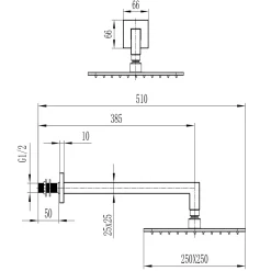 Core Square Fixed Shower Head with Arm