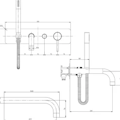 Core Wall Mounted Bath Shower Mixer, Handset & Hose