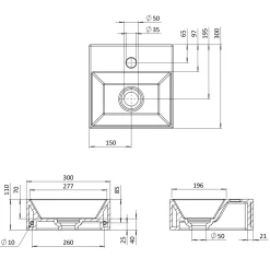 Crosswater Beck 300mm Cloakroom Wall Hung Basin with Waste