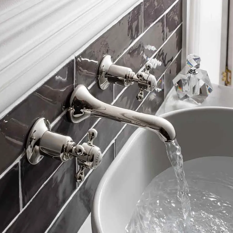 Crosswater Belgravia Crosshead Wall Mounted 3 Hole Basin Mixer - Chrome