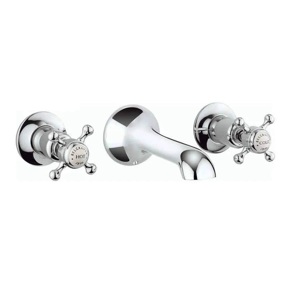Crosswater Belgravia Crosshead Wall Mounted 3 Hole Basin Mixer - Chrome