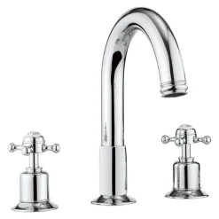 Crosswater Belgravia Crosshead Swan Neck Spout 3 Hole Tall Basin Mixer & Pop-up Waste