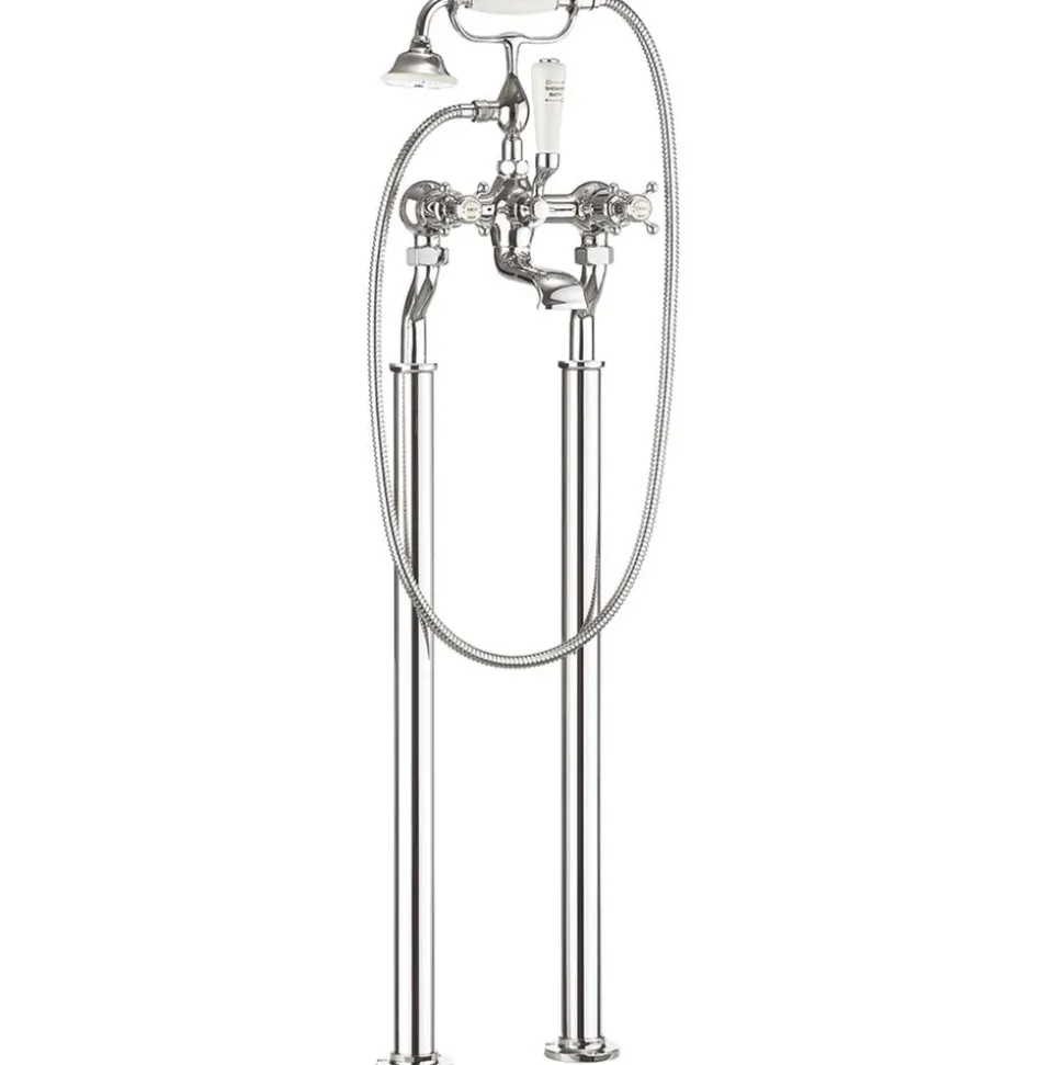 Crosswater Belgravia Crosshead Floor Standing Bath Shower Mixer with Handset Kit - Chrome