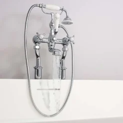Crosswater Belgravia Crosshead Floor Standing Bath Shower Mixer with Handset Kit - Chrome