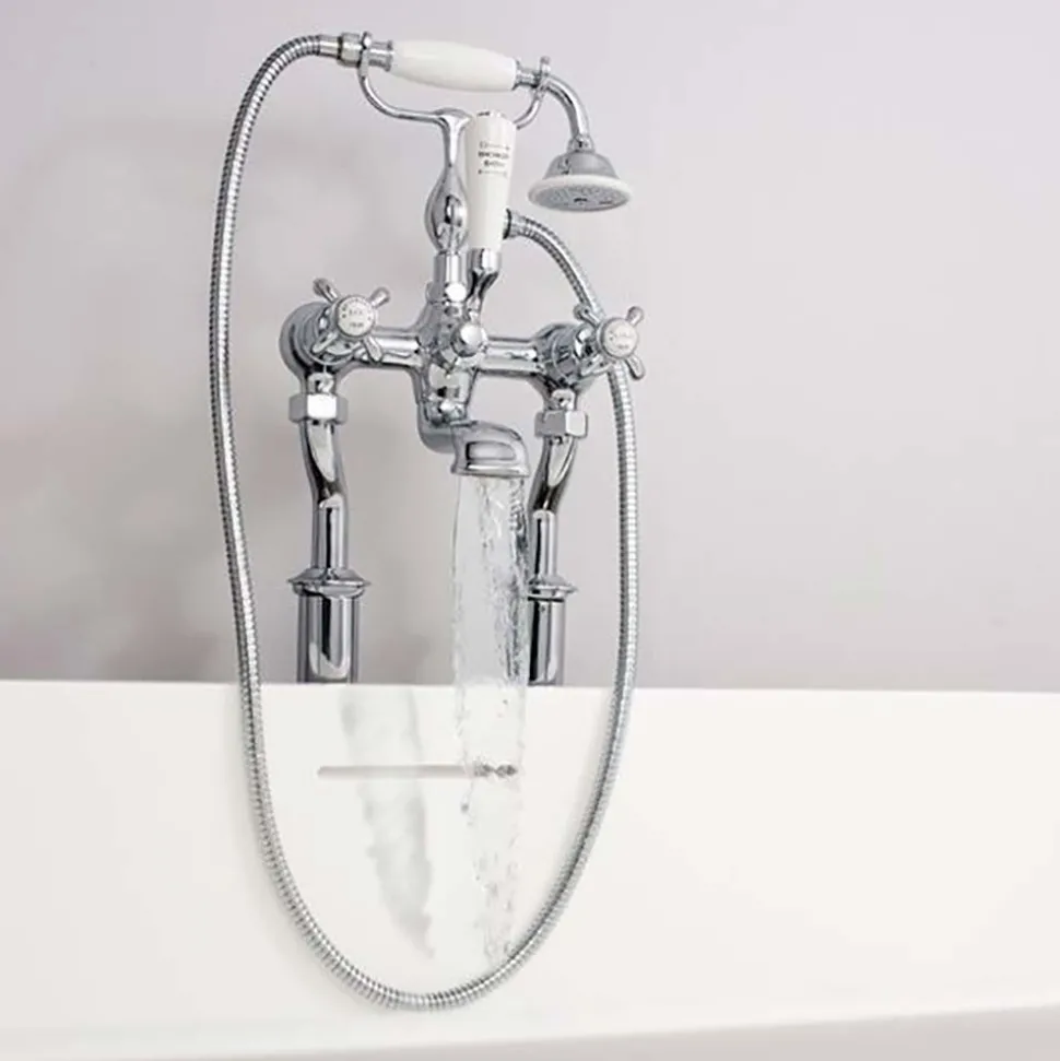 Crosswater Belgravia Crosshead Floor Standing Bath Shower Mixer with Handset Kit - Chrome