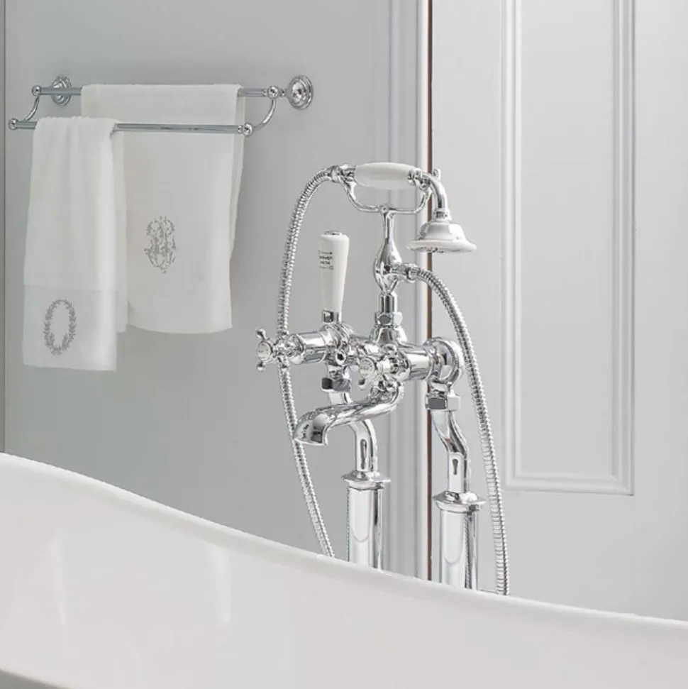 Crosswater Belgravia Crosshead Floor Standing Bath Shower Mixer with Handset Kit - Chrome