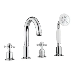 Crosswater Belgravia Crosshead Deck Mounted 4 Hole Bath Filler with Shower Kit