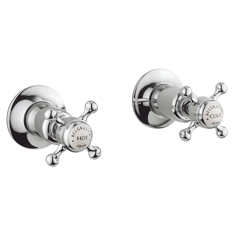 Crosswater Belgravia Crosshead Wall Mounted Hot & Cold Shut Off Valves