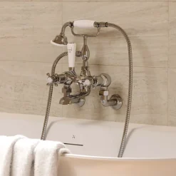Crosswater Belgravia Crosshead Wall Mounted Bath Shower Mixer with Handset Kit
