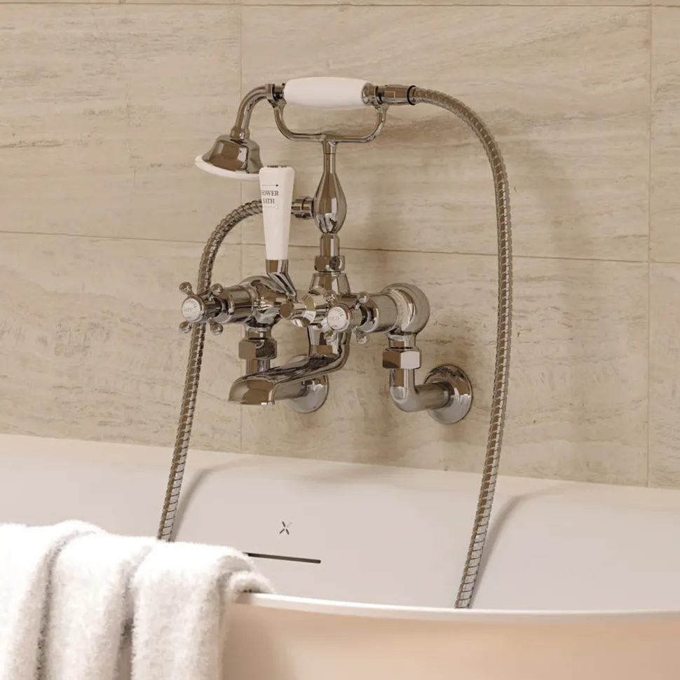 Crosswater Belgravia Crosshead Wall Mounted Bath Shower Mixer with Handset Kit