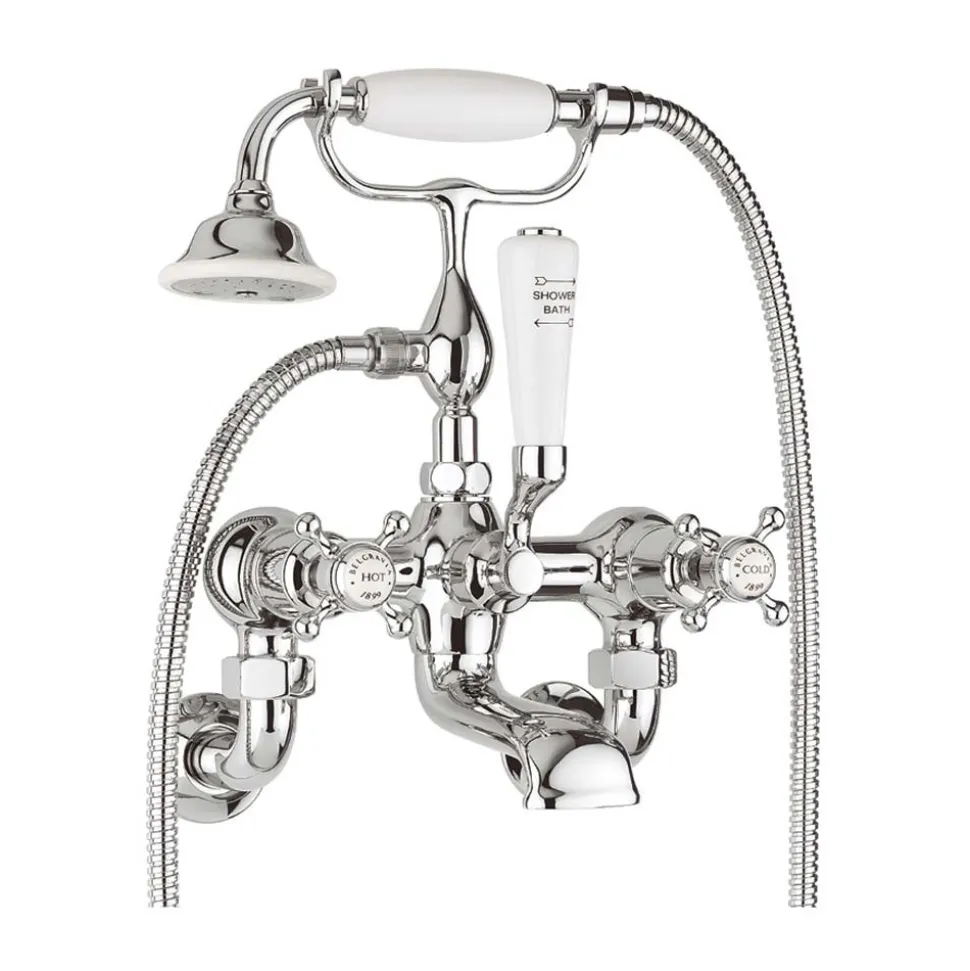 Crosswater Belgravia Crosshead Wall Mounted Bath Shower Mixer with Handset Kit