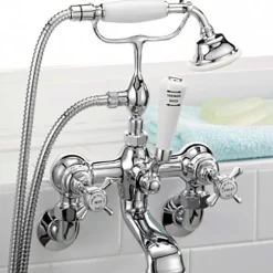 Crosswater Belgravia Crosshead Wall Mounted Bath Shower Mixer with Handset Kit