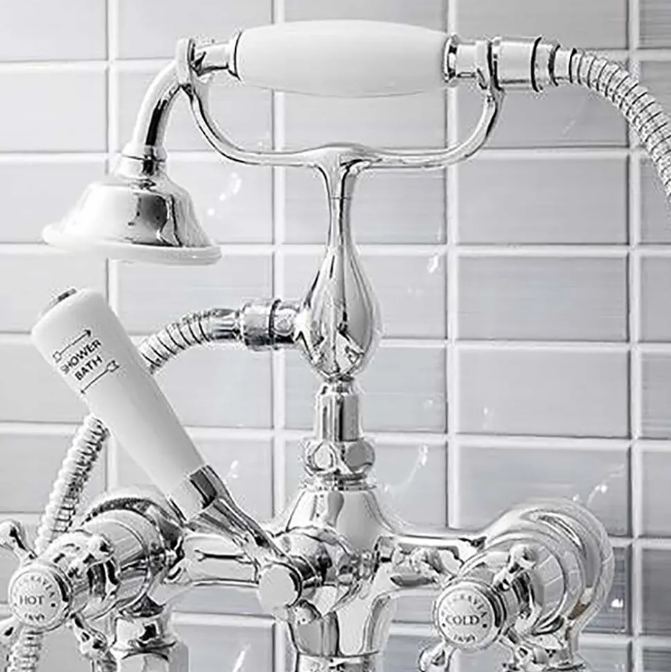 Crosswater Belgravia Crosshead Wall Mounted Bath Shower Mixer with Handset Kit