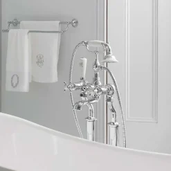 Crosswater Belgravia Crosshead Floor Standing Bath Shower Mixer with Handset Kit - Chrome