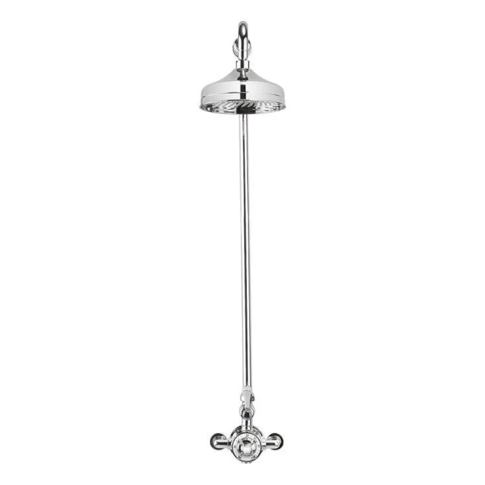 Crosswater Belgravia Exposed Thermostatic Shower Valve with Fixed Shower Head - 8 Inch Chrome Shower Head