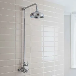 Crosswater Belgravia Exposed Thermostatic Shower Valve with Fixed Shower Head - 8 Inch Chrome Shower Head