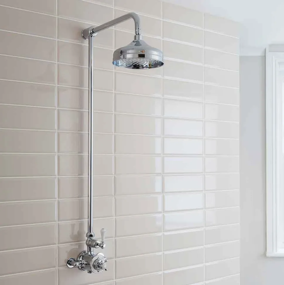 Crosswater Belgravia Exposed Thermostatic Shower Valve with Fixed Shower Head - 8 Inch Chrome Shower Head