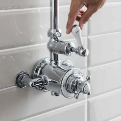 Crosswater Belgravia Exposed Thermostatic Shower Valve with Fixed Shower Head - 8 Inch Chrome Shower Head